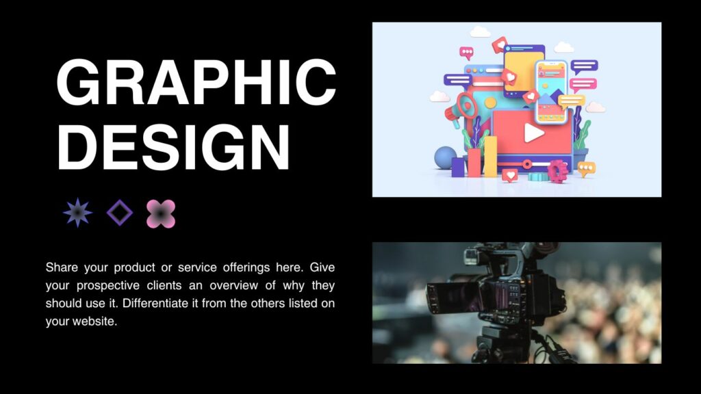 text of graphic design with images