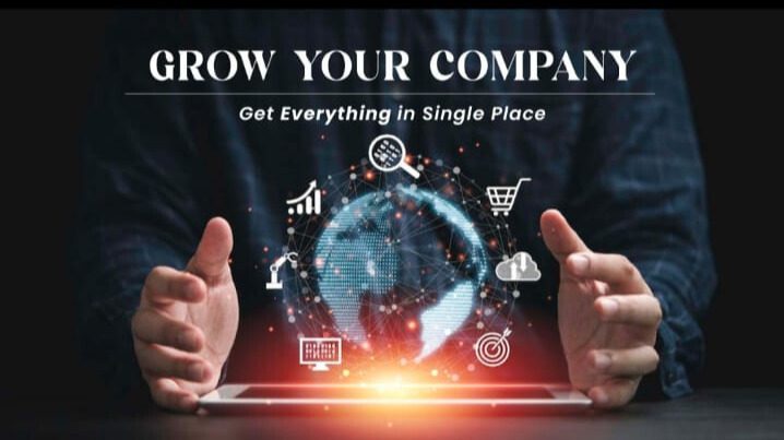 Image of globe with text grow your company in home page